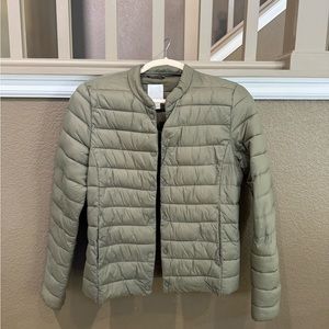 H&M lightweight puffer jacket in dusty olive green